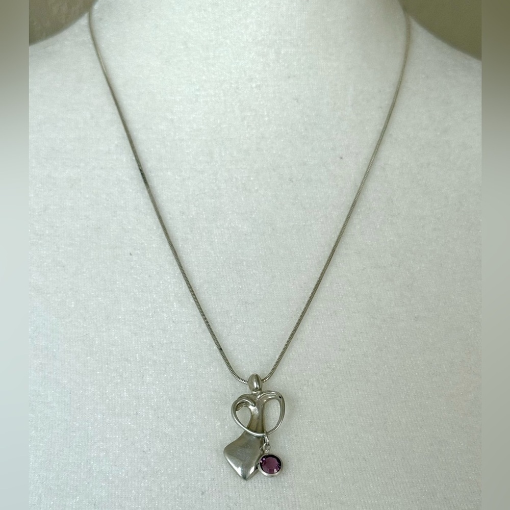 Sterling Silver Angel Pendant Necklace, Pink Tourmaline, .925 Adjustable 18-22”